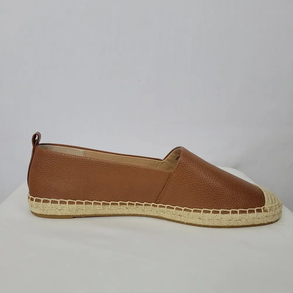 Lauren Ralph Lauren Camryn Tumbled Leather Espadrille size in 10 Deep Saddle Tan